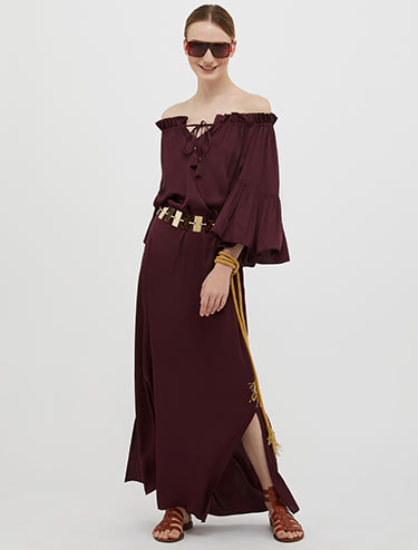 Satin maxi dress - burgundy - MAX&Co.