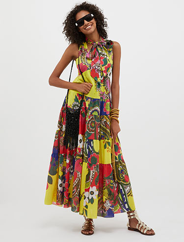 Printed voile maxi dress - navy blue pattern - MAX&Co.