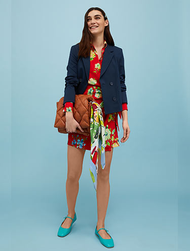 Double-breasted stretch blazer - navy blue - MAX&Co.